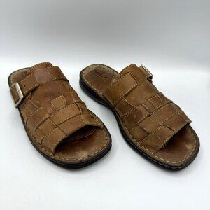 Born Tempo Brazilia Tan Leather Slip On Sandals Size 7 M With Box
